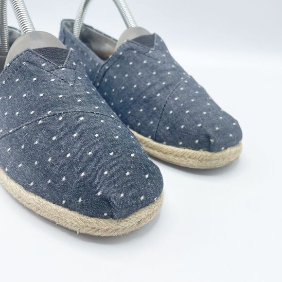 TOMS Women's Alpargata on Rope - Navy Blue Dot Chambray Size 7.5 - Picture 3 of 9